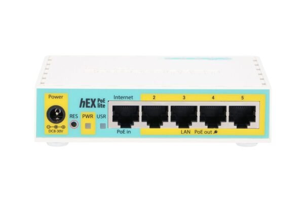 MikroTik hEX PoE lite - Router RB750UPr2, 5x RJ45 100Mb/s, 1x USB