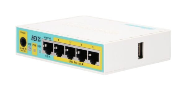 MikroTik hEX PoE lite - Router RB750UPr2, 5x RJ45 100Mb/s, 1x USB - Imagen 3