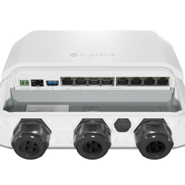 MikroTik RB5009UPr+S+OUT - Router exterior 7x RJ45 1000Mb/s PoE, 1x RJ45 2.5Gb/s PoE, 1x SFP+, 1x USB 3.0, IP66 - Imagen 4